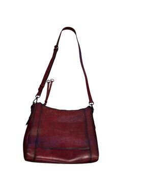 Iswee Crossbody Shoulder Bag Maroon Genuine Leather Adjustable Strap Classic